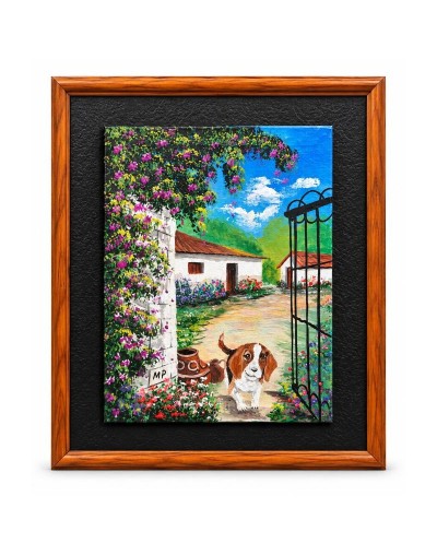 Cuadro Perro en Pueblo Colonial