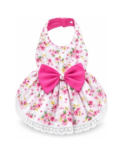 Vestido Floral con Lazo Fucsia — Talla S