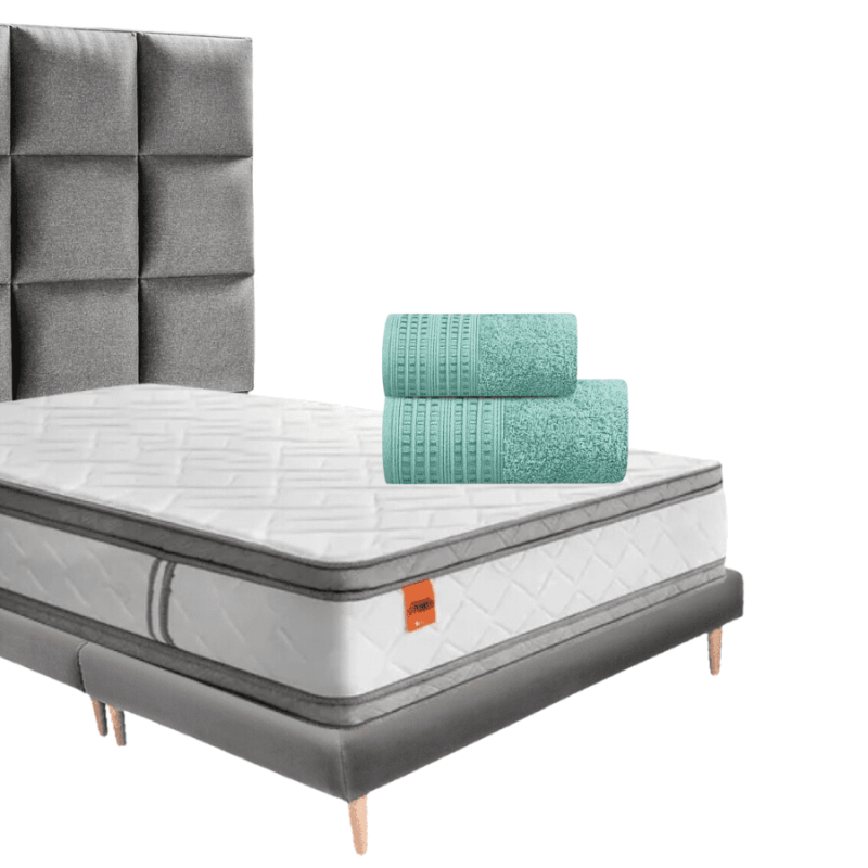 Combo base cama, cabecero y colchón power platinium pedic doble