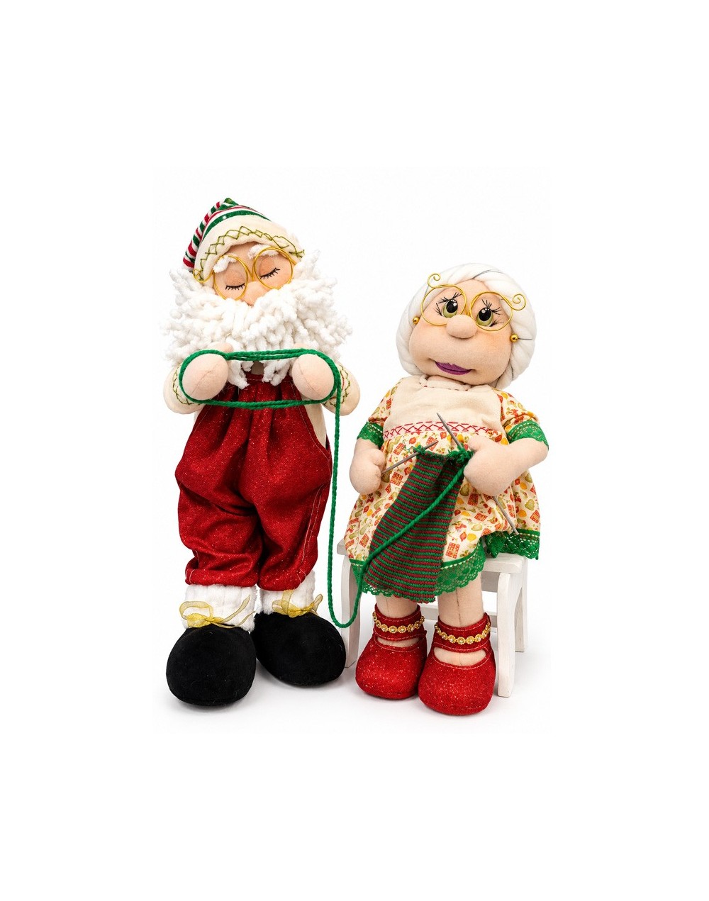 Pareja de Abuelitos Tejedores | Decoración Navideña