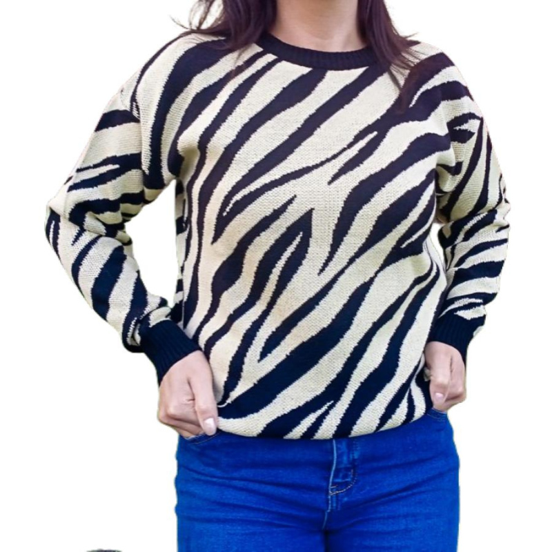 Sweater zebra cuello redondo