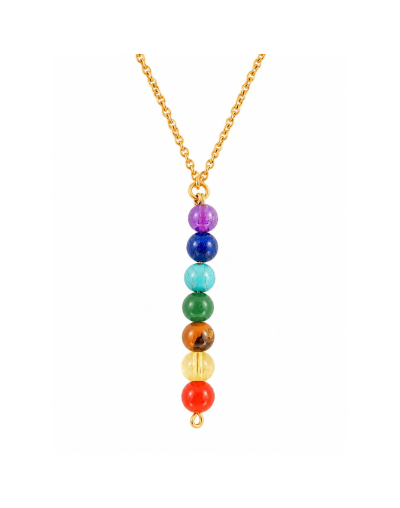 Cadena 7 chakras en acero y cuarzos pepa