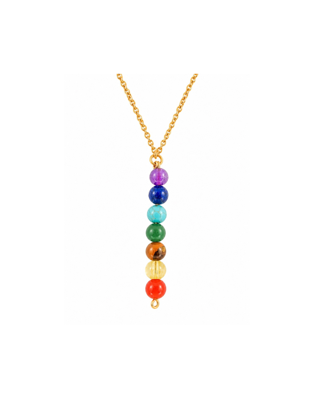 Cadena 7 chakras en acero y cuarzos pepa
