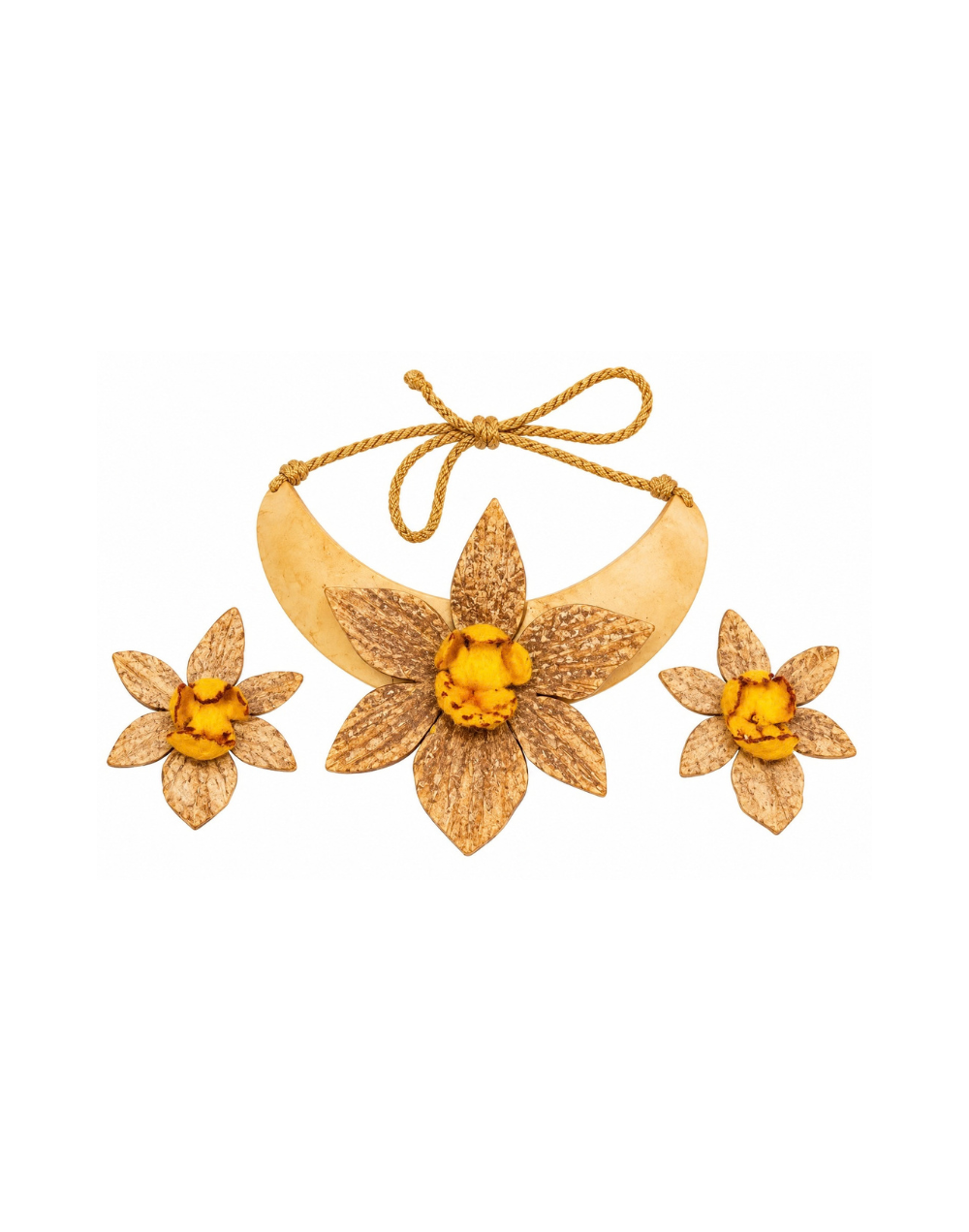 Set de gargantilla y aretes en totumo