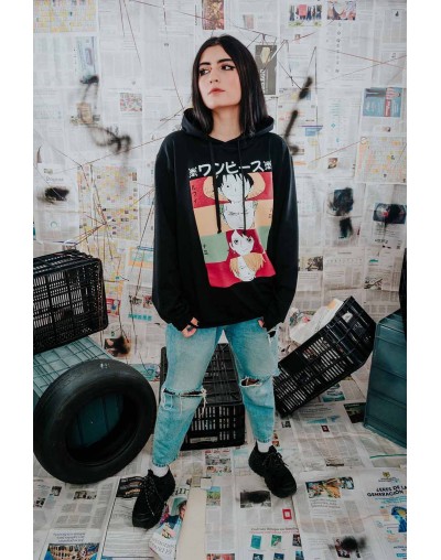 HOODIE UNISEX ONE PIECE CHARACTERS NEGRO