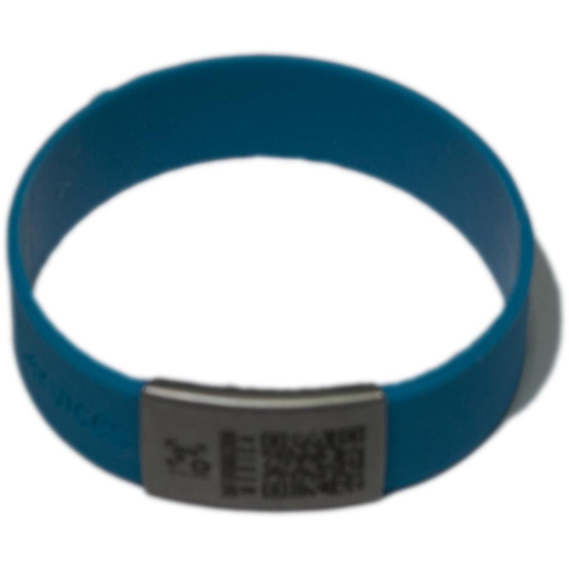 Pulsera de alerta médica con código qr azul de silicona