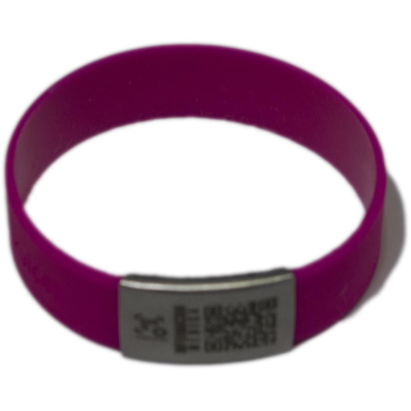Pulsera de alerta médica con código qr purpura de silicona