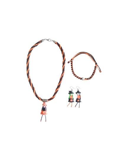 Kit Halloween Black Friday Collar, Pulsera y Aretes 