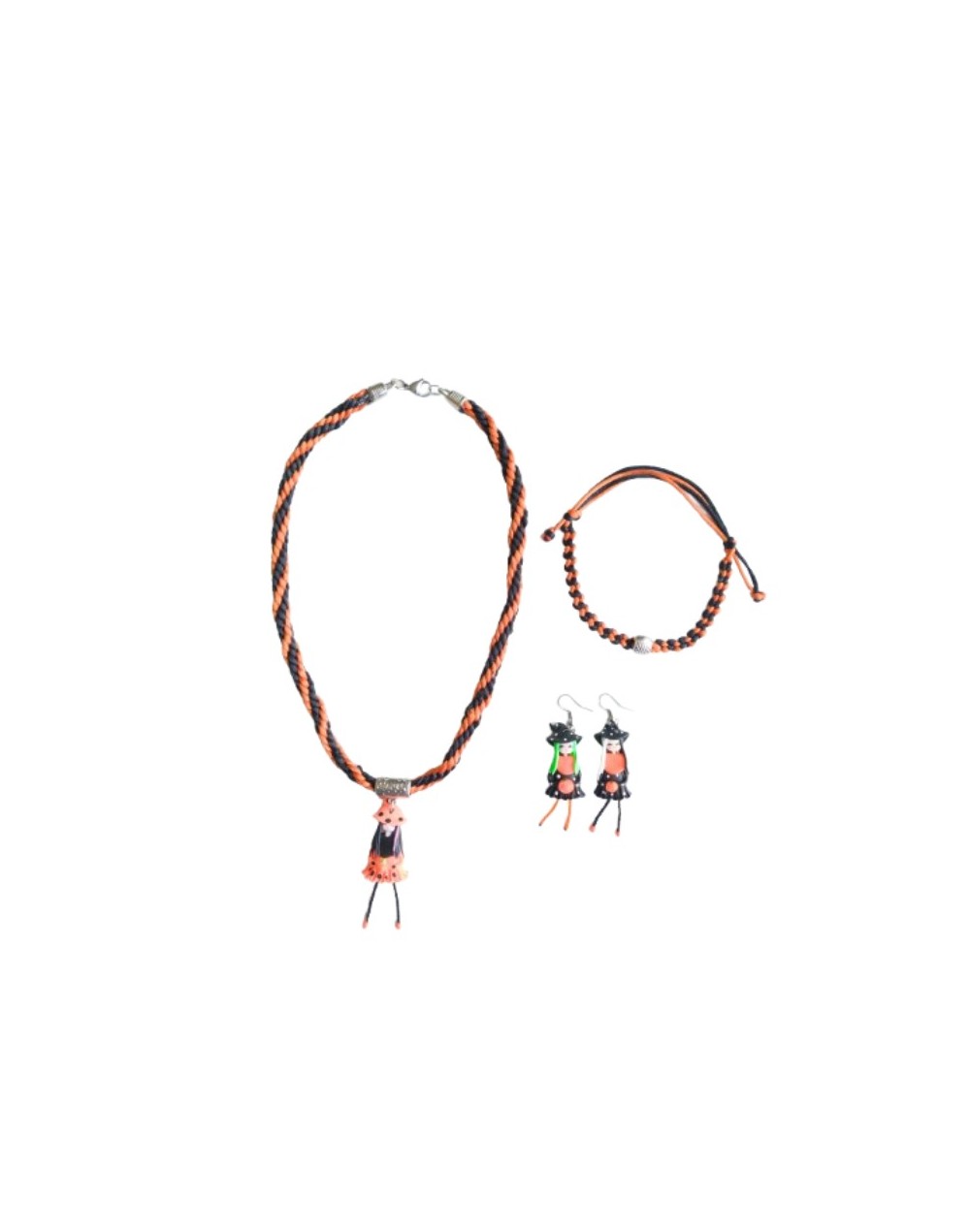 Kit Halloween Black Friday Collar, Pulsera y Aretes 