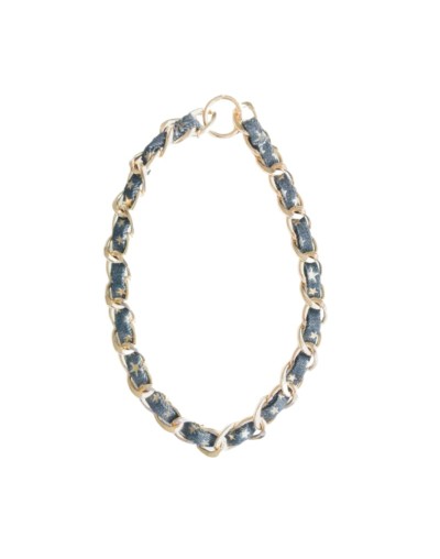 Cadena Gruesa Aluminio Dorado y Tela Jean Estrellas Doradas 