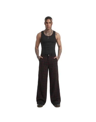 PANTALON ITACHI WIDE LEG CON BORDADO ROJO
