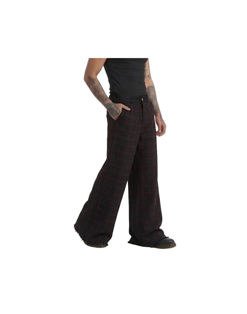 PANTALON ITACHI WIDE LEG CON BORDADO ROJO