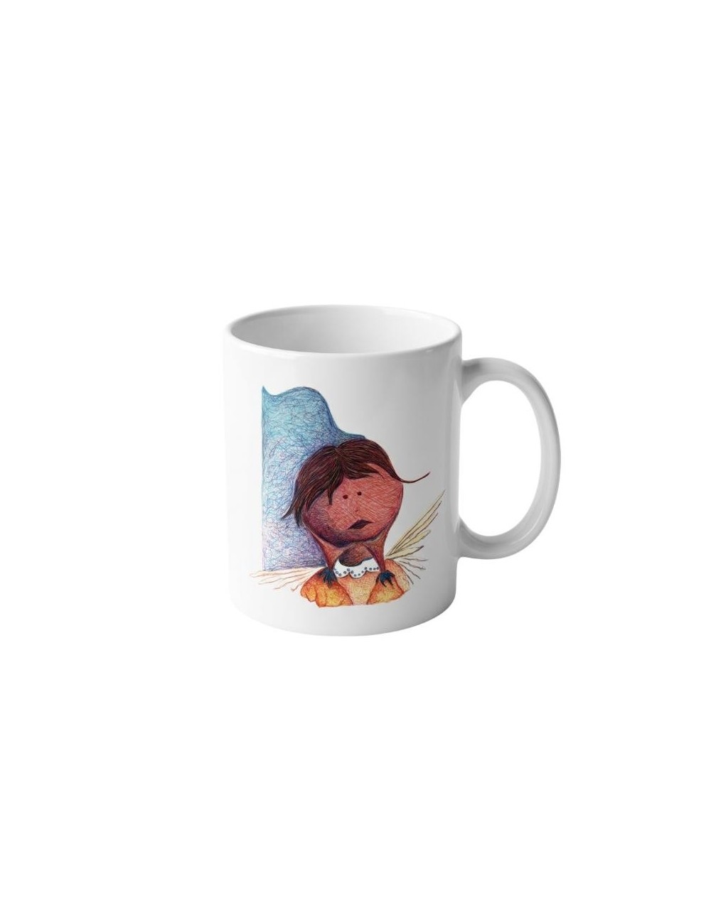 Mug Angelito Pensativo | Taza Ilustrada - Sublimada