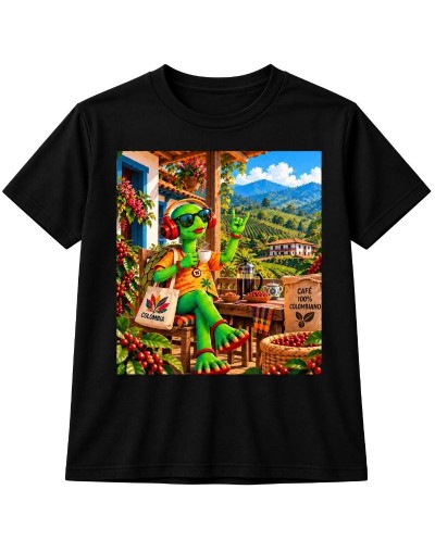 Camiseta Negra Tortuga Rockera | Regalos Colombianos