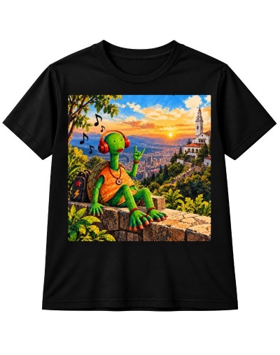 Camiseta Negra Tortuga Rockera | Regalos Colombianos