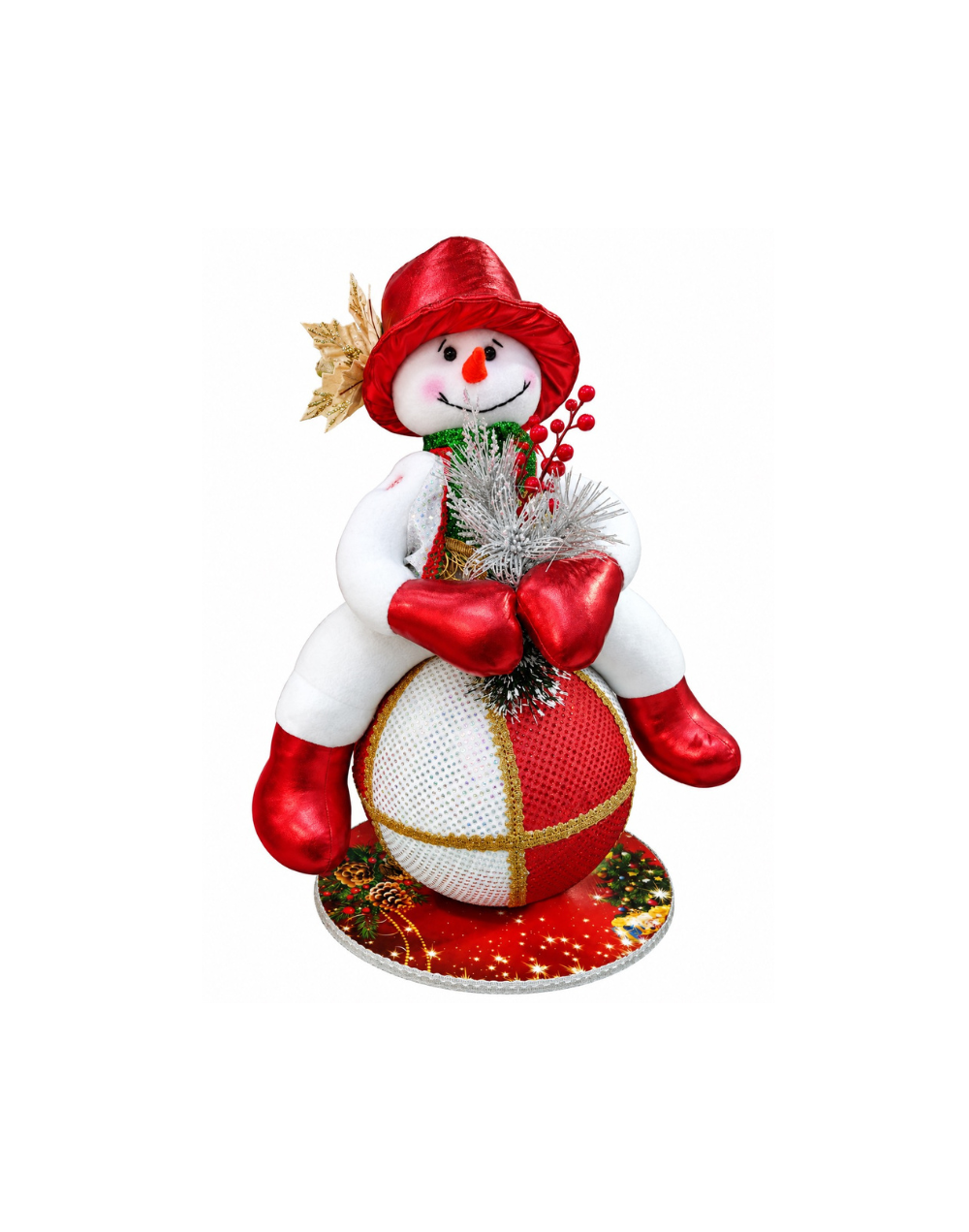 Muñeco de nieve navideño decorativo con esfera brillante