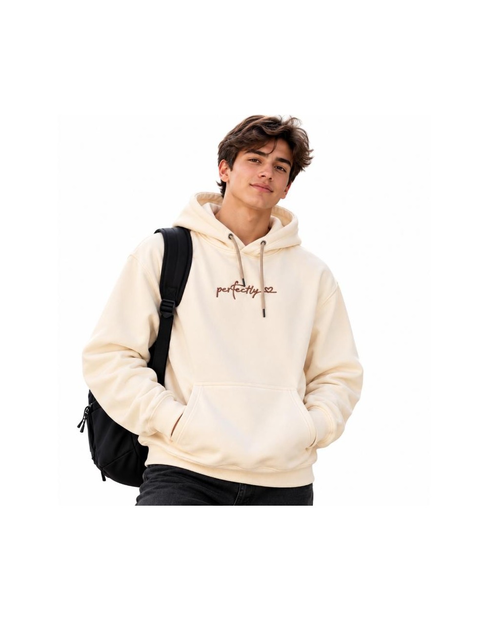 Hoddie crema hombre
