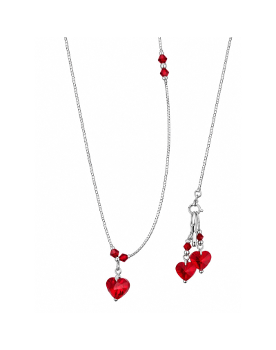 Juego cristales de corazones en plata 925