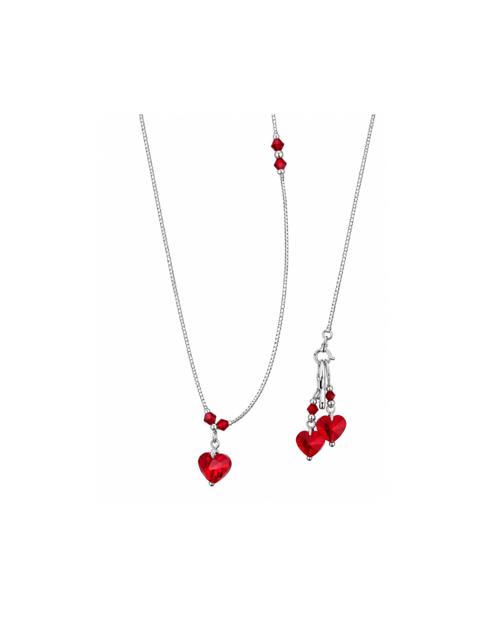 Juego cristales de corazones en plata 925