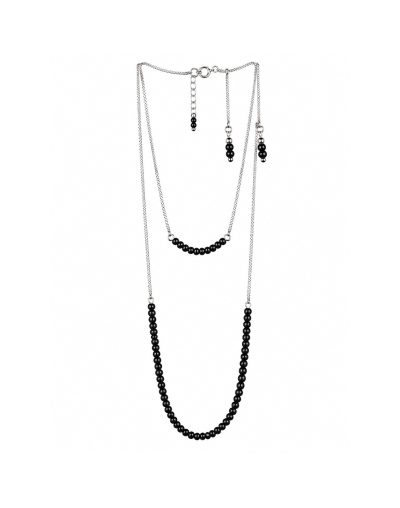  Juego cuentas negras plata 925