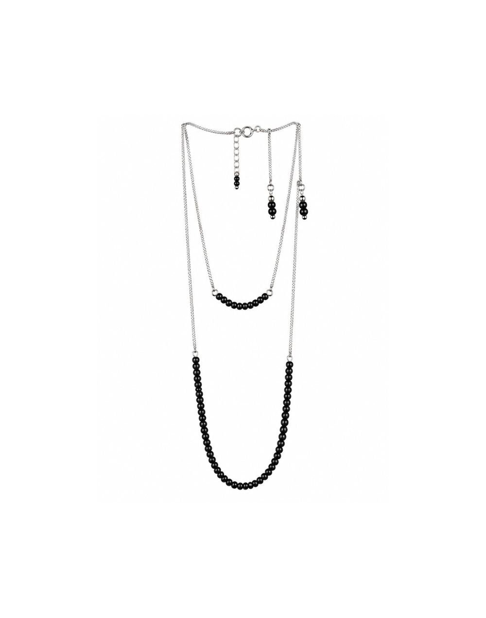  Juego cuentas negras plata 925