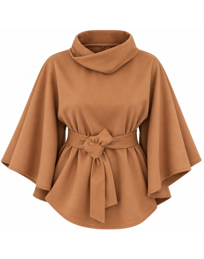 Capa en gamuza con cuello tortuga