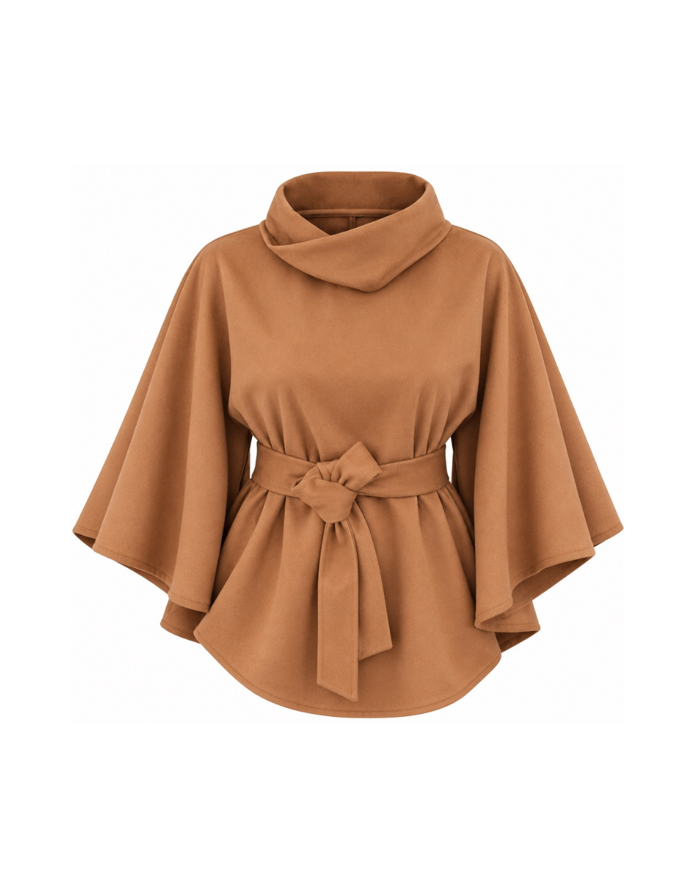 Capa en gamuza con cuello tortuga