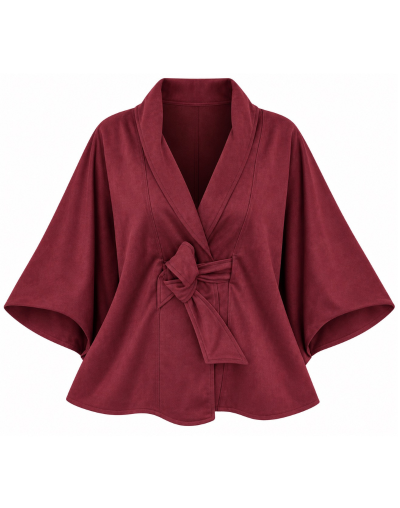 Capa en gamuza con cuello en V