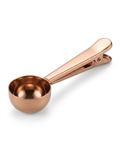 Cuchara medidora clip gancho acero color oro rosa
