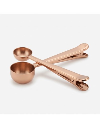 Cuchara medidora clip gancho acero color oro rosa