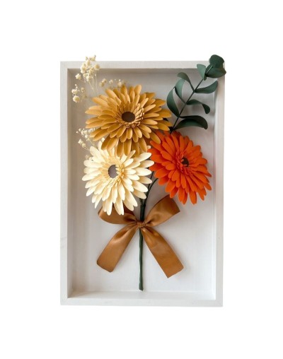Cuadro 3D - Gerberas (flores de papel)