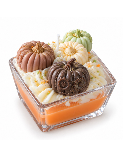 Vela decorativa de calabazas otoñales