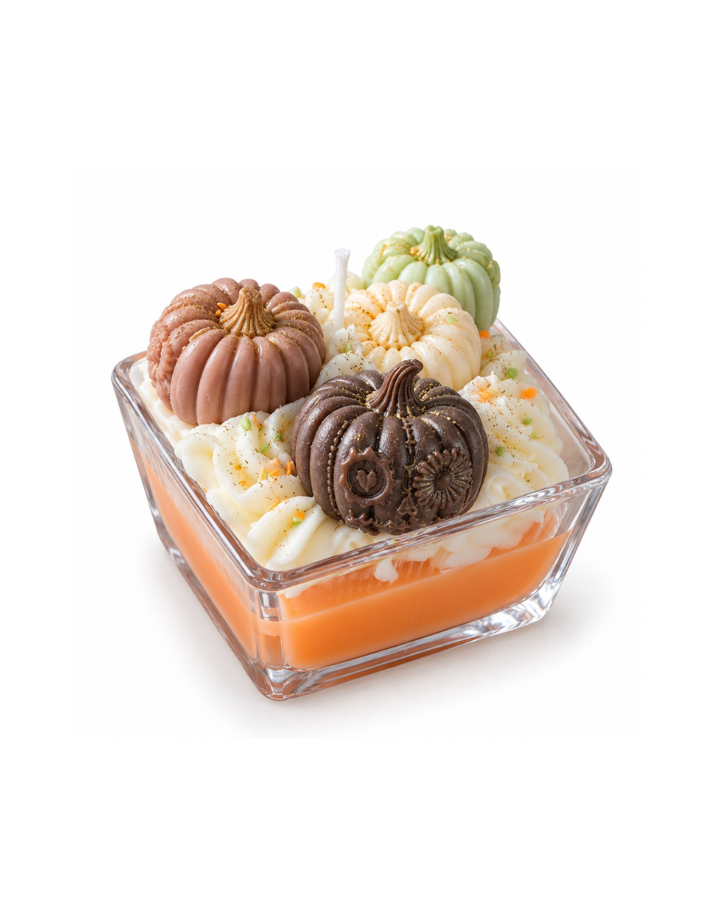 Vela decorativa de calabazas otoñales