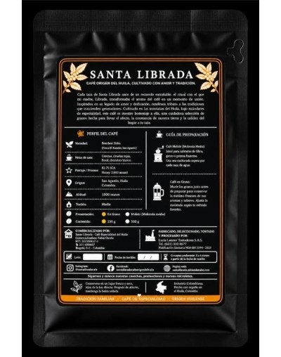Café  Bourbon Sidra Santa Librada Café origen del Huila.Edición exclusiva. 500g
