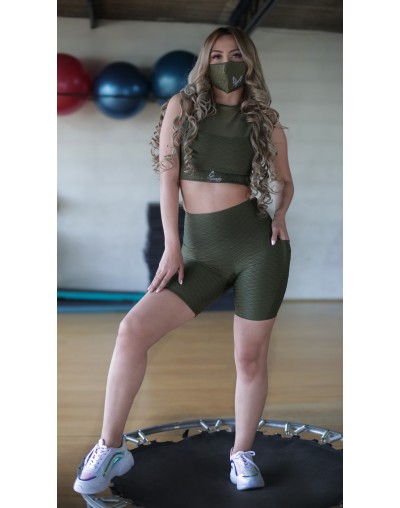 Biker bolsillo lateral texturizado