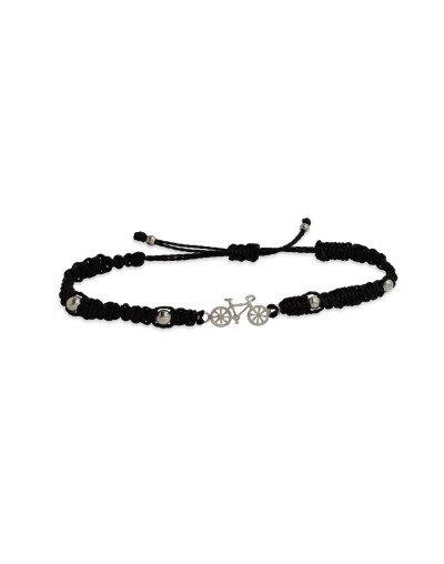 Pulsera bike pequeña y tejido macrame Quezttema