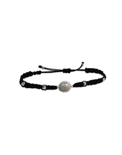 Pulsera PACHA tejido macramé y balines en plata Quezttema
