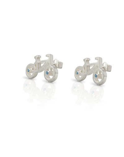 Aretes bikes pro plateadas y circón Quezttema