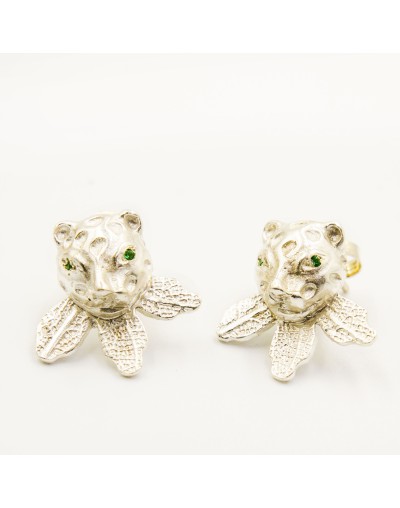 Aretes Topo Jaguares Lobulada Plata