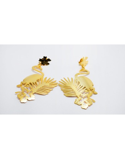 Aretes Flamingo Cayeno Bronce Dorado