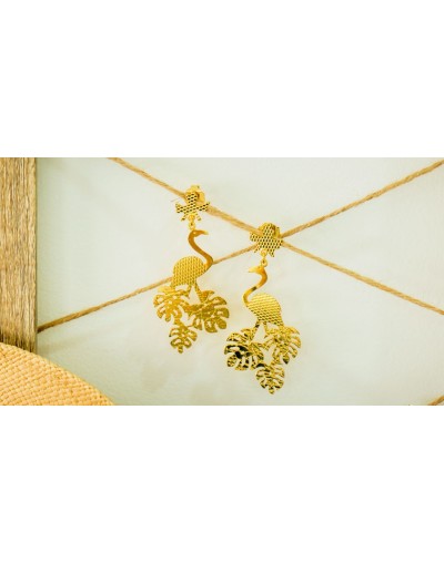 Aretes Flamingo Balazo Bronce Dorado