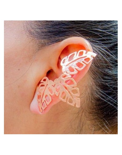 Earcuff Triptico Monstera Rosada