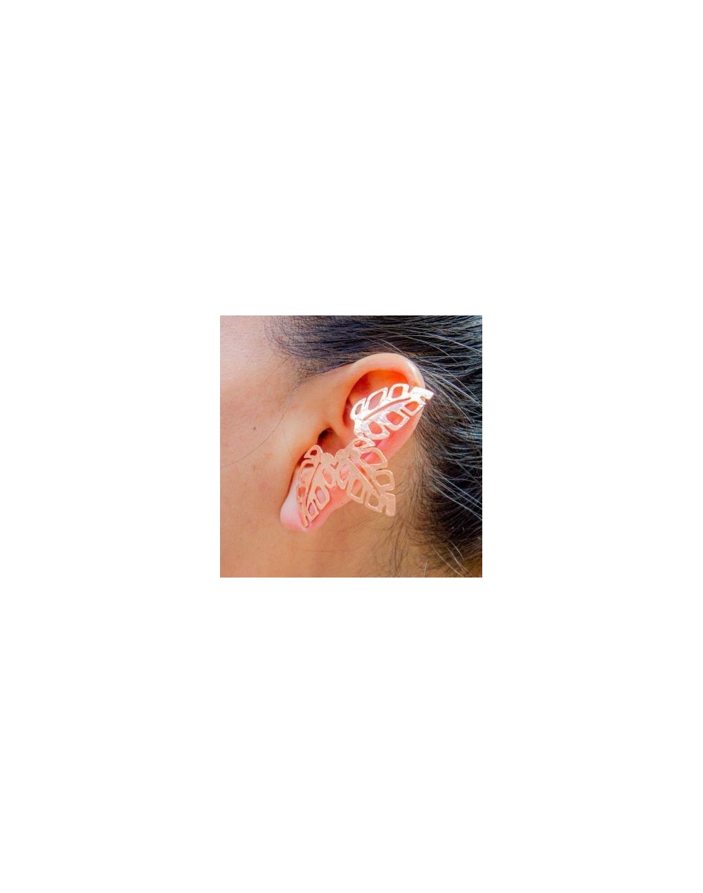 Earcuff Triptico Monstera Rosada