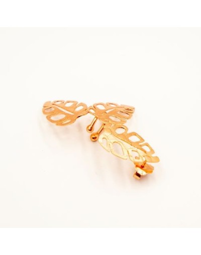 Earcuff Triptico Monstera Rosada