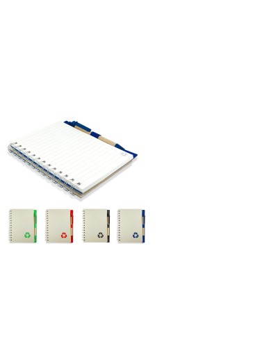 Libreta ecológica argollada y bolígrafo de cartón