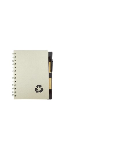 Libreta ecológica argollada y bolígrafo de cartón