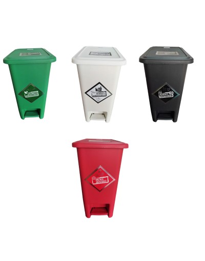 Papelera caneca de 12 litros de pedal cuadrada con pisa bolsa 