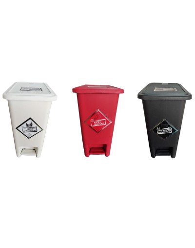 Papelera caneca de 12 litros de pedal cuadrada con pisa bolsa 