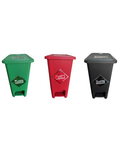 Papelera caneca de 12 litros de pedal cuadrada con pisa bolsa 