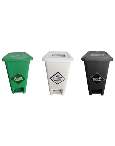 Papelera caneca de 12 litros de pedal cuadrada con pisa bolsa 